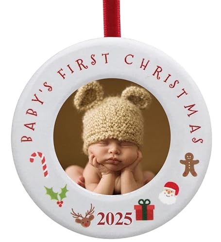 BANBERRY DESIGNS Baby's First Christmas - 2025 - Photo Frame Ornament for Newborns - 3.5