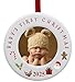 BANBERRY DESIGNS Baby's First 2018 Christmas Photo Ornament for Newborn - 3 1/2" Ceramic Photo Frame Baby