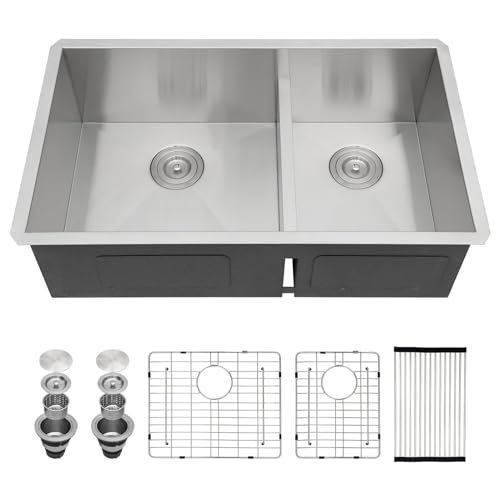 Sarlai 33 Undermount Sink Double Bowl - 33x19 Kitchen Sink