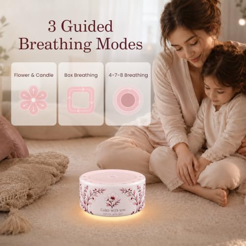 Image of Kipcush White Noise Machine for Baby & Adults, 30 Soothing Sounds, Soft Non-Glare Nursery Lamp, 8 Color Night Lights, Memory Function (New Floral Theme, Standard)