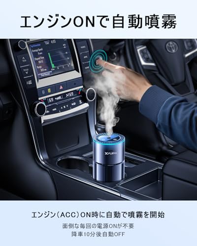 Image of F26 Plus Car Air Freshener, 180mL Long-Lasting (16 Months), Ultrasonic Mist, Silent, Auto ON /OFF, 8-Color Light, White Musk Scent, Rechargeable Battery