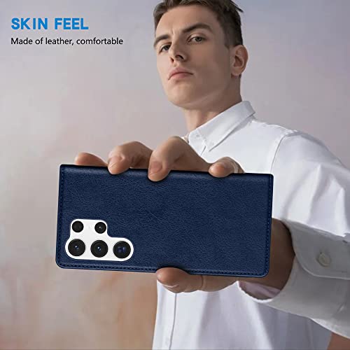 Image of ZZXX for Galaxy S23 Ultra Wallet Case Strong Magnetic 6.8 inch,Blue
