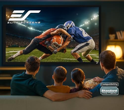 Image of Elite Screens 110 inch Fixed Frame Projector Screen 16:9, StarBright 14 ALR, 4K /8K UHD Ready, Wall Mounted, Black Velvet Frame for Home Theater, ER110H-SB14