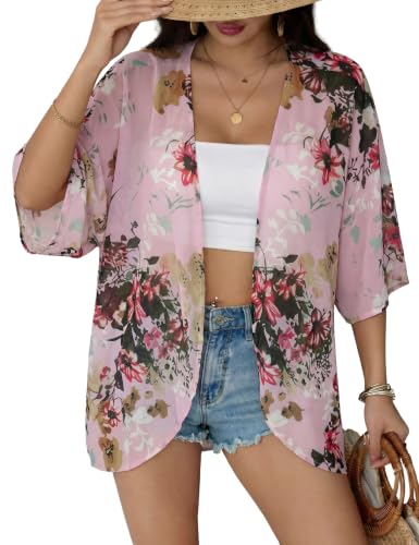 Image of Chunoy Women Short Sleeve Chiffon Kimono Beach Swimsuit Cover Up