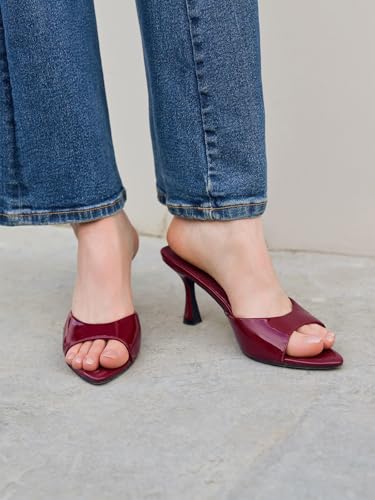 Image of Coutgo Womens Heeled Mules Pointed Peep Toe High Heels Slip On Backless Mule Sandals Dress Shoes