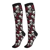 oyebn Skull Rose Compression Socks Women and Men 15-20mmHg-Circulation Support Socks for Athletic Running Cycling