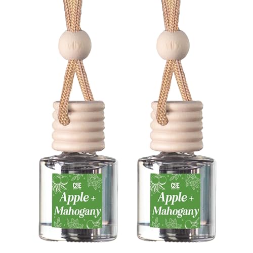 Image of C&E Craft Co Hanging Car Air Freshener Diffuser 2 Pack, Long Lasting Fragrance Oil Car Freshener, Glass Bottle Auto Air Freshener, Made in USA (Apple + Mahogany)