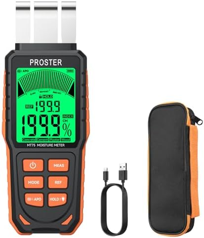 Proster Rechargeable Damp Meter for Walls, Wall Moisture Meters w...