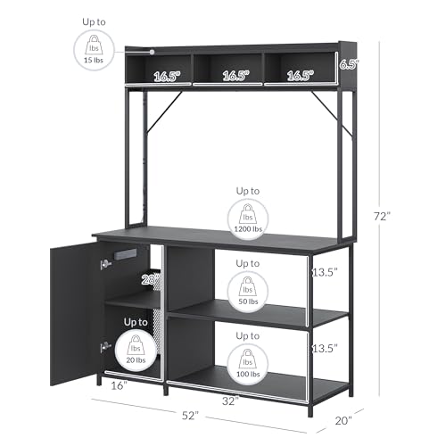 Image of BELLEZE 55-90 Gallon Aquarium Stand with LED Lights, Fluted Cabinet for Fish Tank Accessories Storage, Heavy Duty Metal & Power Outlets, 1200 LBS Capacity, Turtle Tank Reptile Terrarium, Black Ebony