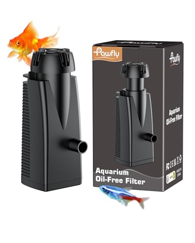Pawfly 80 GPH 4 W Aquarium Surface Skimmer for Fish Tanks up to 92 Gallons, Aquarium Oil Film Processor, Fish Tank Filter with Bio Sponge & Suction Cups, Fish Tank Oil Skimmer, Oil Film Remover