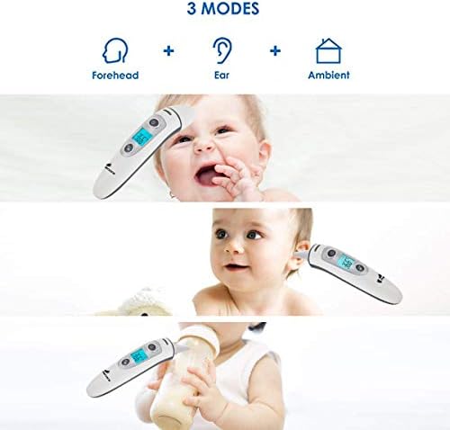 Infrared Body Thermometer Baby - Digital Health Thermometer for Kids/Adults Ear thermometers, Forehead Thermometer Children, Thermometer Newborn, Objects and Ambient, Instant Reading, Fever Warning