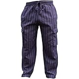 SHOPOHOLIC FASHION Pantalones, Hippies, de Pierna Ancha, Unisex, Bolsillos Laterales, diseño de Rayas Morado Morado XX-Large