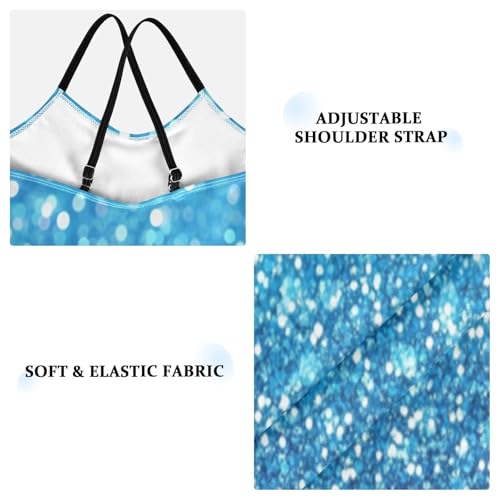 Pigsaly Girls One Piece Swimsuits Cyan Aqua Gradient Flashing Glitter Kids Cross Back Swimwear Beach Sport Bathing Suit 3T3