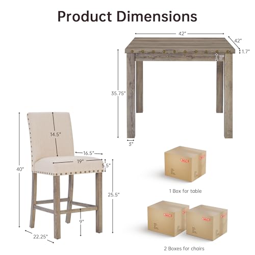 Counter Height Dining Table Set for 4,Farmhouse Dining Table Set…