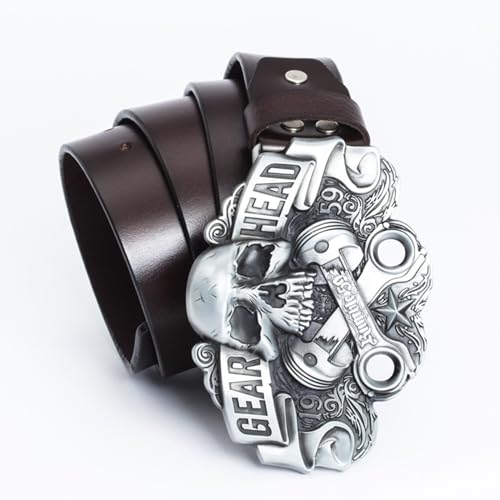 Ceinture de taille punk en cuir robuste et boucle de cow-boy gravée - 4