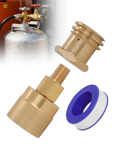 Foruly Forklift Propane Tank Adapter - Connect 1-1-4 Forklift Tank to 1-5-16 BBQ, Patio Heater & RV. Durable Brass, Female Forklift to Male Acme & POL (Ideal for DIY & Home Backup)