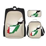 LimPac Mochila de viaje con diseño de mapa de la bandera de los Emiratos Árabes Unidos como un cuchillo, caja de almuerzo, estuche para lápices, bonita y resistente al agua, ligera, Negro -, Talla