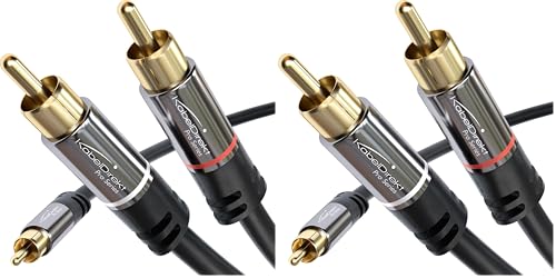 KabelDirekt – 3m Câble Y Cinch/RCA (1 x fiche RCA mâle vers 2 x fiches mâle) (Lot de 2)