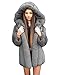 Produktbild Damen Faux Fox Fell Luxusmantel Solider Winter Warme Parka-Kunstpelz Mantel Pelzmantel Felljacke Warme Plüschmantel Lose Elegant Overcoat Grau XL