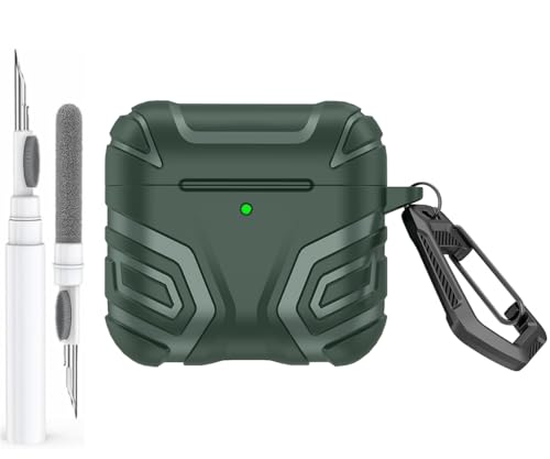 Mizi Rugged Case for AirPods 4th Generation/AirPods 4 with Active Noise Cancellation (ANC) (2024) with Cleaner Kit, Full Body Shockproof Hard Protection Design - Green उत्पाद छवि