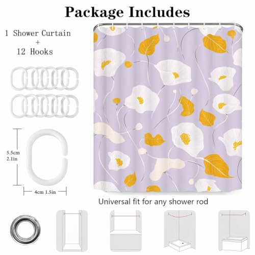 Rideau douche en polyester avec ourlet lesté stable et 12 crochets