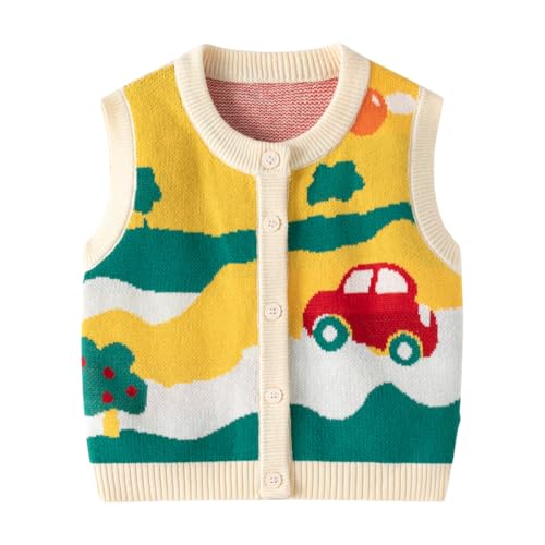 Little Boy Heart Striped Sweater Vest,Baby Girl Khaki Knit Waistcoat,Toddler Top