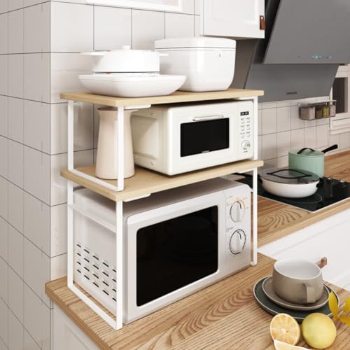 Support micro-ondes robuste charge 44 lbs avec double niveau de rangement - 7