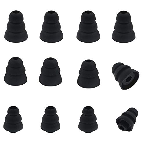 A-Focus 3フランジ・イヤーピース イヤーチップ イヤーパッド 内径φ3.8㎜ トリプルフランジ 最高の遮音性 シリコン製 快適 SML 3サイズ 6ペア12個セット JBL T110BT、SONY MDR－XB シリーズ、SONY XBA シリーズ、LG、AKG 、パナソニック等内径3.8㎜イヤホンに対応 イヤチップ ３flange SMLブラック