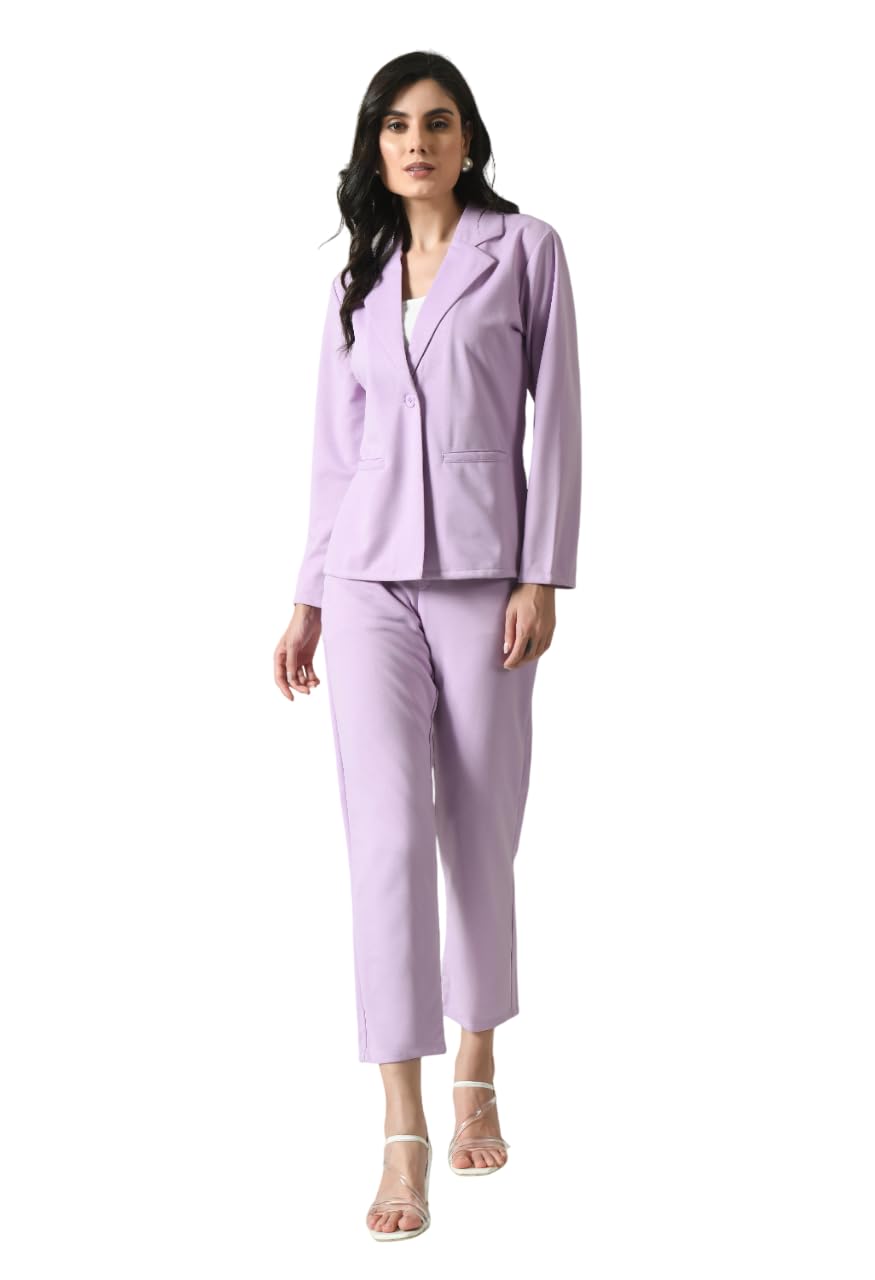 house of jangid Women's Lyocell Casual Solid Full Sleeve Collared Top and Pant Set with Blazer | Western Set for Women-picture-33