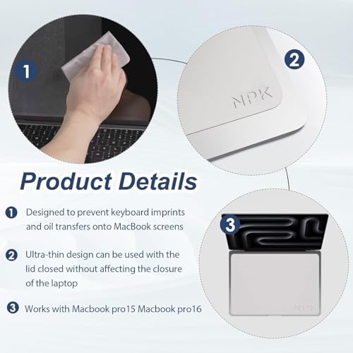 2-Teiliger Bildschirm Tastatur Abdruckschutz, Schutzset für Laptop-Tastaturen und Displays – Mikrofaser Reinigungstuch (34 x 22,5 cm) für MacBook Pro 15 Zoll und 16 Zoll, Dell XPS, HP Envy & mehr