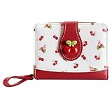 Modacarry Cute Print Wallet Blueberry Strawberry Cherry Wallet with Credit Card Holder Zipper Coin Purse for Women Girls (RED)