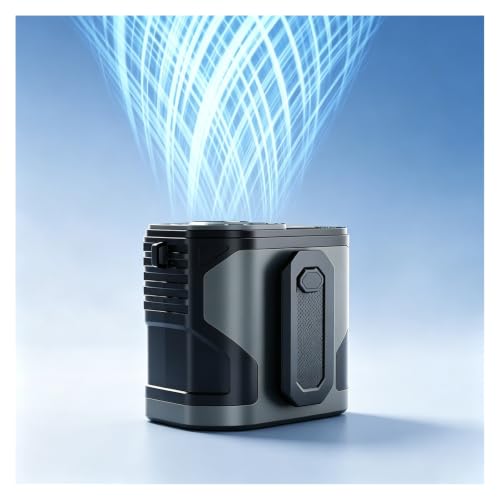 Ventilador de cuello portátil para evitar sofocos en viajes y camping con luz LED gris 2