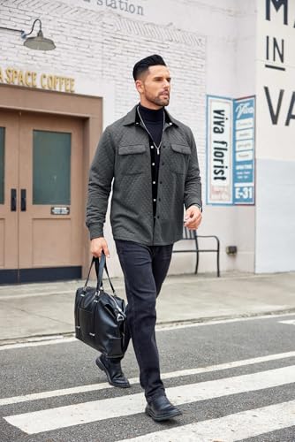 Image of COOFANDY Men's Casual Shirt Jacket Lightweight Shacket Jacket Quilted Button Down Jackets