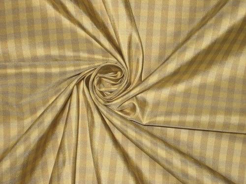 Tissu taffetas 100 % soie à carreaux marron doré Taf#C2 de 137 cm pour haute couture