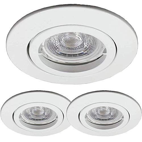 LED Einbaustrahler 3er Set | Einbauleuchten 230V weiß 68mm Lochbohrung | Decken-Strahler inkl. 3 W LED (PA-WW) Leuchtmittel | Deckenspot mit GU10 Fassung | Deckenleuchte schwenkbar [Energieklasse G] Cover