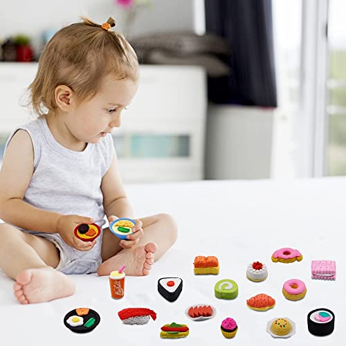 Cllayees 72 Pcs Assorted Food Pencil Erasers Toy Set, Cake Dessert Fruit Puzzle Erasers Toys For Kids Reward Party Favors (Food) #TOP6