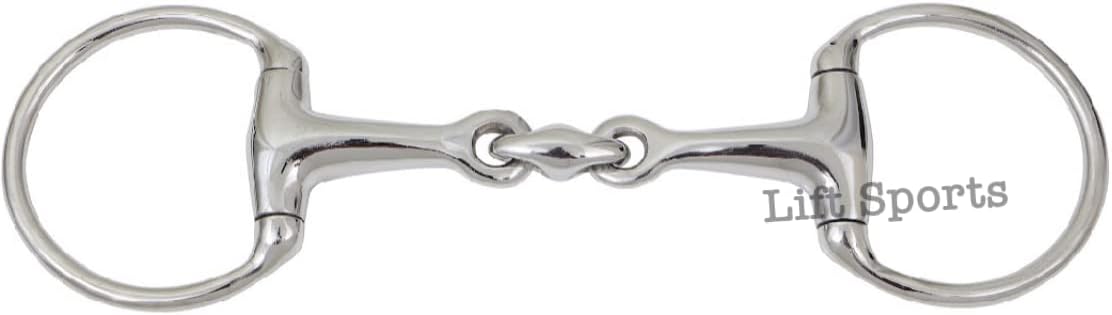 EGGBUTT Snaffle Horse Bit Lozenge Fat Double Joint Oval Link Silver Polish Stainless Steel Tack Equestrian (5.50 Inch)