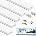 THMOOTHER Matte White 5-Pack 3.28FT Pre-Drilled Clip Free LED Strip U Channel Diffuser, Tight and Flush Mounted Under Cabinet Tape Track Aluminum Low Profile with UV Resistance Milky Cover (5)