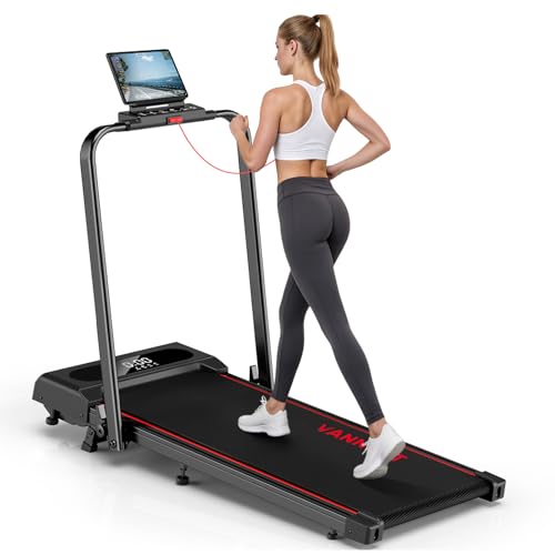 Vannect 6 en 1 Cinta de Correr Plegable, 9% Inclinación Cinta de Andar con Dual Pantalla LED, 2.75 HP Walking Pad con Control Remoto Magnético, 12KM/H, App & Bluetooth, Capacidad 150Kg