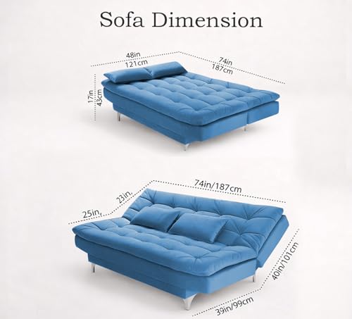 Image of Krancy Solid Wood 3 + 2 Seater Sofa Cum Bed with 2 Cushions | Convertible Wooden Couch for Living Room, Home & Office | Modern Designer Furniture | 3 Years Warranty | Turquise