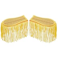 INFUNLY 1 Paar Schulterfransen Epauletten 4.7 × 3.15 Quasten Epauletten Der Ehrengarde Schulterbrosche Abnehmbare Goldene Fransenbretter Epauletten Orchesteruniform Epauletten Für Stoffjacke Dekor