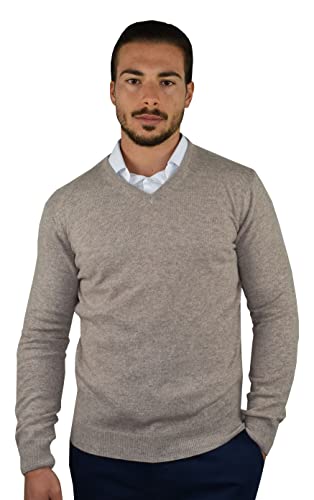 1stAmerican Made in Italy Winter längarmige Pullover aus 100% reinen Kaschmir V-Ausschnitt Herren winterliche Herren 100% Cashmere Cover