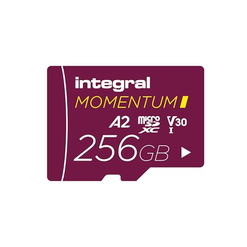 Integral Momentum I 256 Go Carte microSDXC, 210 Mo/s en Lecture, 180 Mo/s en écriture, V30, U3, A2, pour 4K/5K UHD sur GoPro, Drones DJI, caméras Sport et...