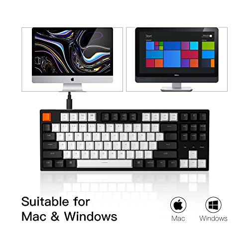 Keychron C1 Hot-Swappable Wired Mechanical Keyboard With Gateron G Pro Brown Switch/Double-Shot Abs Keycaps/White Backlight/Usb Type-C Cable, Tenkeyless 87 Keys Computer Keyboard For Mac Windows Pc #TOP4