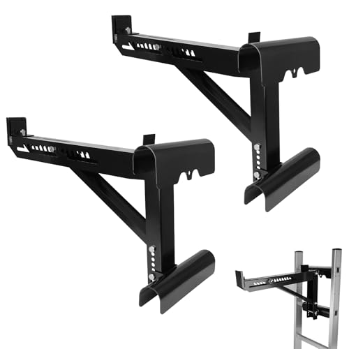Ladder Jacks Bracket Extension, 2 Pack Adjustable Scaffold Bracket, Two-Rung Short Body Extension, Withstand 250 LBS, 2PCS for Working 20 inch Stage, Upgraded Platform Accessories, 1 Pair, Black