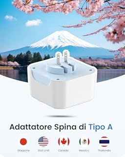 LENCENT Adattatore Presa Giappone da Viaggio, Adattatore EU a JP, Spina Pieghevole con Caricatore USB, Adattatore Spina Tipo A per Giappone, Stati Uniti, Canada, Messico, Cina, Filippie