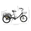 Levkitch 20 Inch Adult Folding Tricycle 7 Speed Adult Trike 3 Wheel Cargo Bike with Basket 3 Wheel Foldable Bike 130KG Load Height Adjustable Cruiser Bike for Shopping Cycling Pedalling (Black) #3
