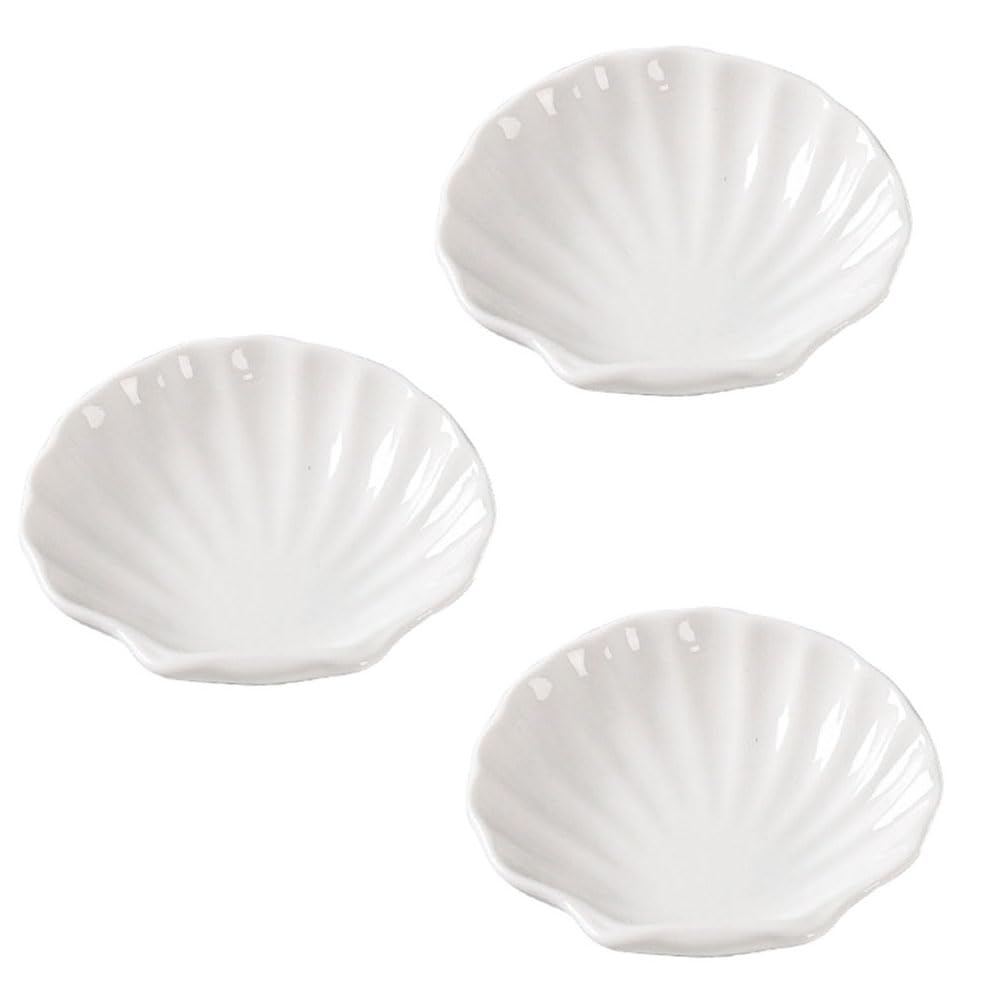 CLWXHS Soy Sauce Dish Ceramic,Sauce Dish, Seasoning Dish,Mini Appetizer Plates,Sauce Kitchen Tableware Great for Home,School, Restaurants (Shell Shape)