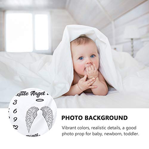 Cobertor Milestone Mensal Amosfun para bebês com asas de anjo, estampa de fotografia, pano de fundo,