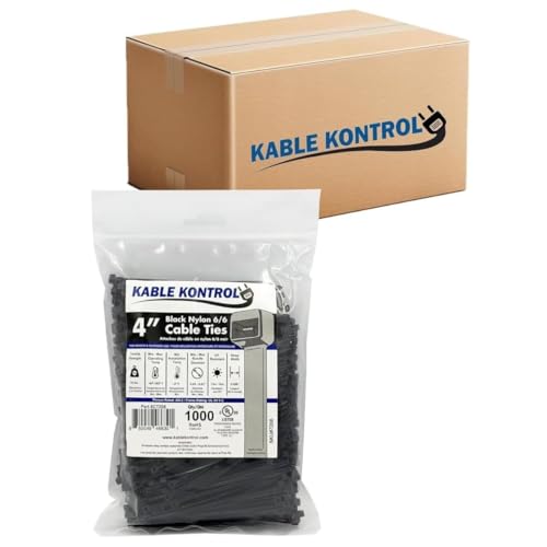 Kable Kontrol Cable Zip Ties, 4 Inch, 40000 Pcs, 18 lbs Test, Black